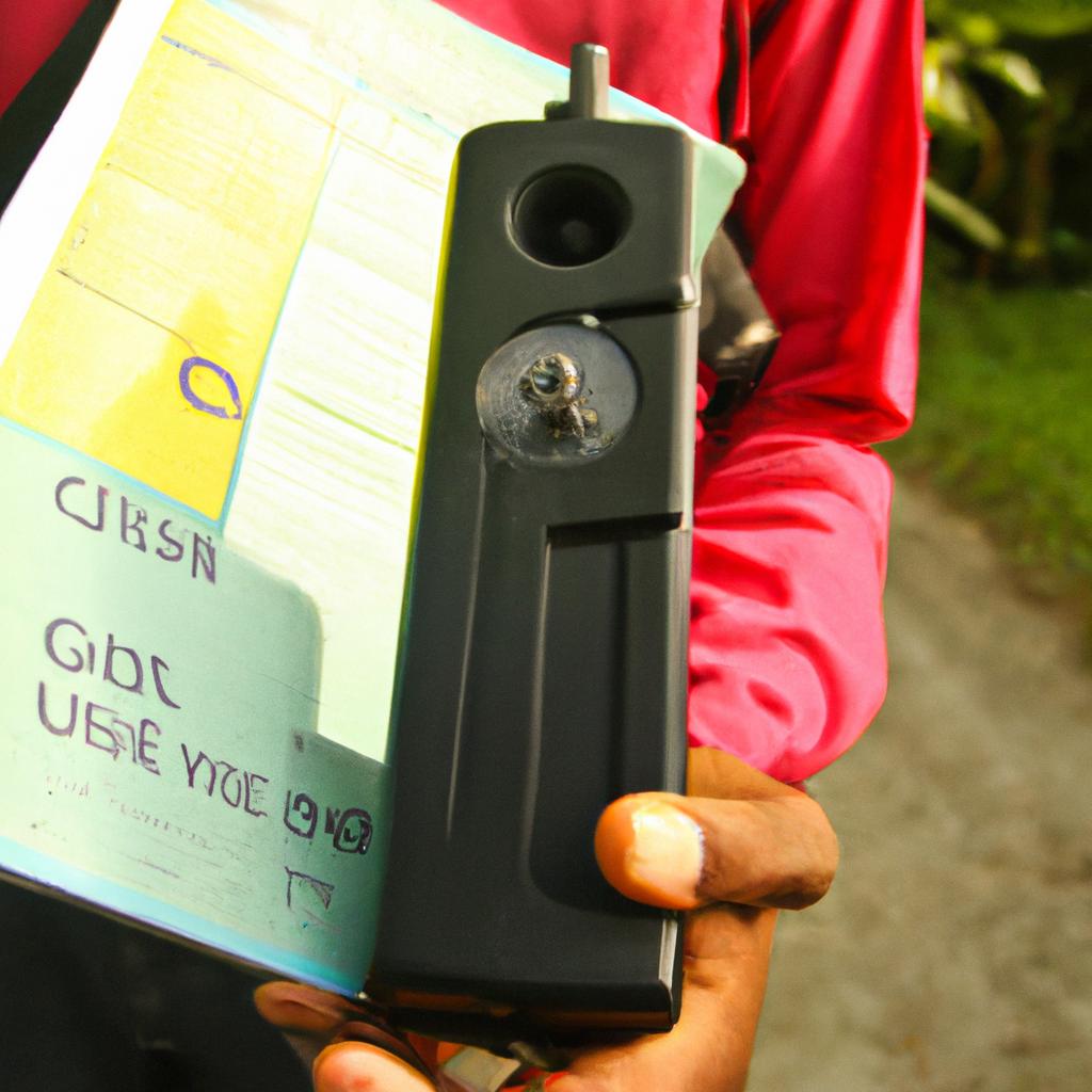 Person holding a radio guide